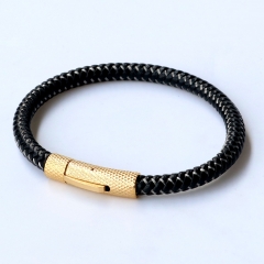 Stainless steel jewelry leather bracelet for men