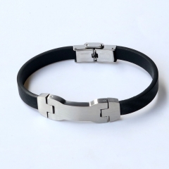 Stainless steel jewelry leather bracelet for men