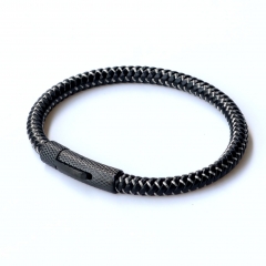 Stainless steel jewelry leather bracelet for men