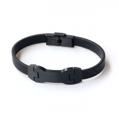 Stainless steel jewelry leather bracelet for men