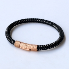 Stainless steel jewelry leather bracelet for men