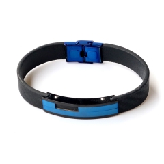 Stainless steel jewelry leather bracelet for men