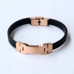 Stainless steel jewelry leather bracelet for men