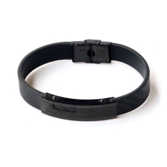 Stainless steel jewelry leather bracelet for men