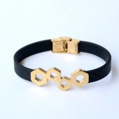 Stainless steel jewelry leather bracelet for men