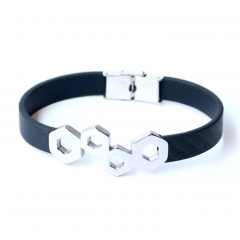 Stainless steel jewelry leather bracelet for men