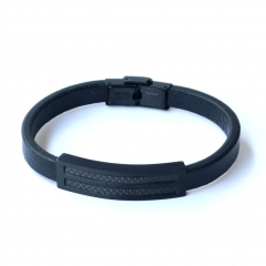 Stainless steel jewelry leather bracelet for men