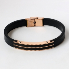 Stainless steel jewelry leather bracelet for men