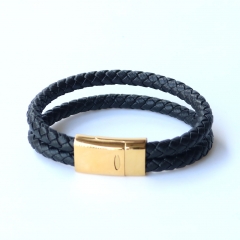 Stainless steel jewelry leather bracelet for men