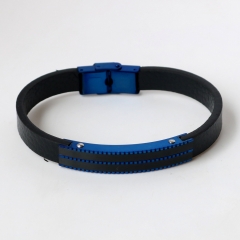 Stainless steel jewelry leather bracelet for men