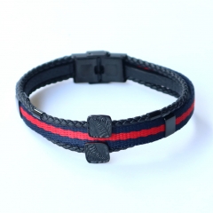 Stainless steel jewelry leather bracelet for men