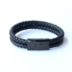 Stainless steel jewelry leather bracelet for men