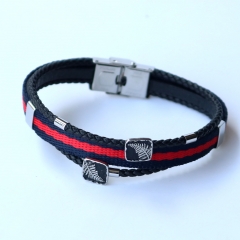 Stainless steel jewelry leather bracelet for men