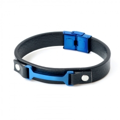Stainless steel jewelry leather bracelet for men