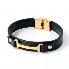 Stainless steel jewelry leather bracelet for men