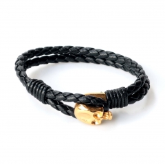 Stainless steel jewelry leather bracelet for men