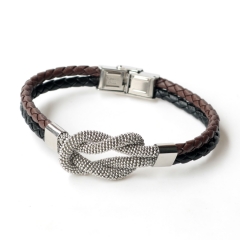Stainless steel jewelry leather bracelet for men