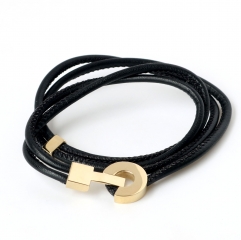 Stainless steel jewelry leather bracelet for men
