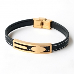 Stainless steel jewelry leather bracelet for men