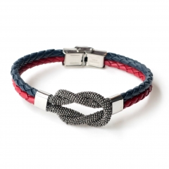 Stainless steel jewelry leather bracelet for men