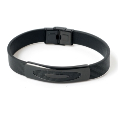 Stainless steel jewelry leather bracelet for men