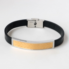 Stainless steel jewelry leather bracelet for men