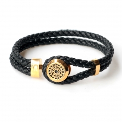 Stainless steel jewelry leather bracelet for men