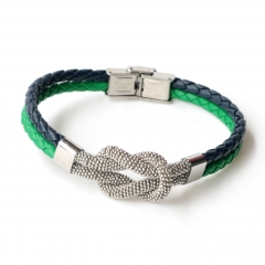 Stainless steel jewelry leather bracelet for men