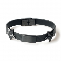 Stainless steel jewelry leather bracelet for men
