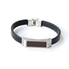 Stainless steel jewelry leather bracelet for men