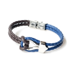 Stainless steel jewelry leather bracelet for men