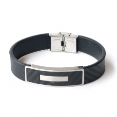 Stainless steel jewelry leather bracelet for men
