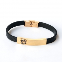 Stainless steel jewelry leather bracelet for men