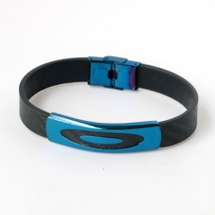 Stainless steel jewelry leather bracelet for men