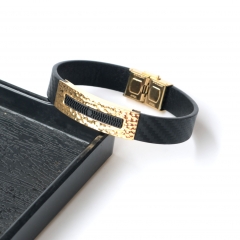 Stainless steel jewelry leather bracelet for men