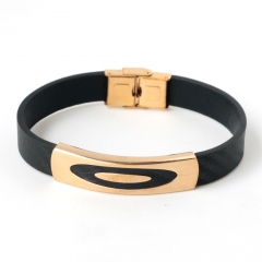 Stainless steel jewelry leather bracelet for men