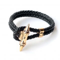 Stainless steel jewelry leather bracelet for men
