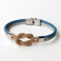 Stainless steel jewelry leather bracelet for men