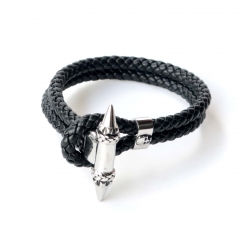 Stainless steel jewelry leather bracelet for men