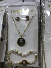Stainless steel jewelry Earrings and necklaces set Wholesale