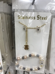 Stainless steel jewelry Earrings and necklaces set Wholesale