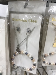 Stainless steel jewelry Earrings and necklaces set Wholesale