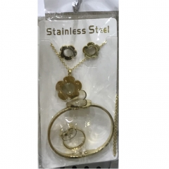 Stainless steel jewelry Earrings Bracelet necklaces Ring  set Wholesale