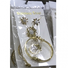 Stainless steel jewelry Earrings Bracelet necklaces Ring  set Wholesale