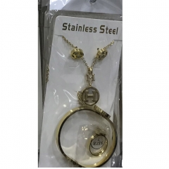 Stainless steel jewelry Earrings Bracelet necklaces Ring  set Wholesale