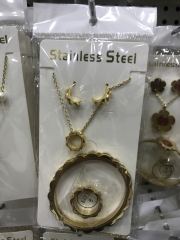 Stainless steel jewelry Earrings Bracelet necklaces  set Wholesale