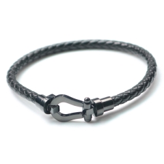 Stainless steel jewelry bangle Leather bracelet Wholesale