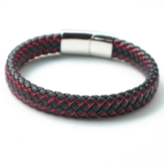 Stainless steel jewelry bangle Leather bracelet Wholesale