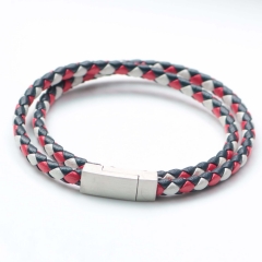 Stainless steel jewelry bangle Leather bracelet Wholesale