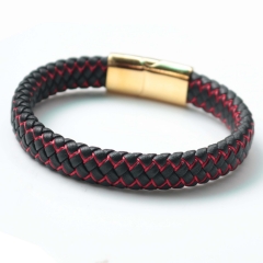 Stainless steel jewelry bangle Leather bracelet Wholesale
